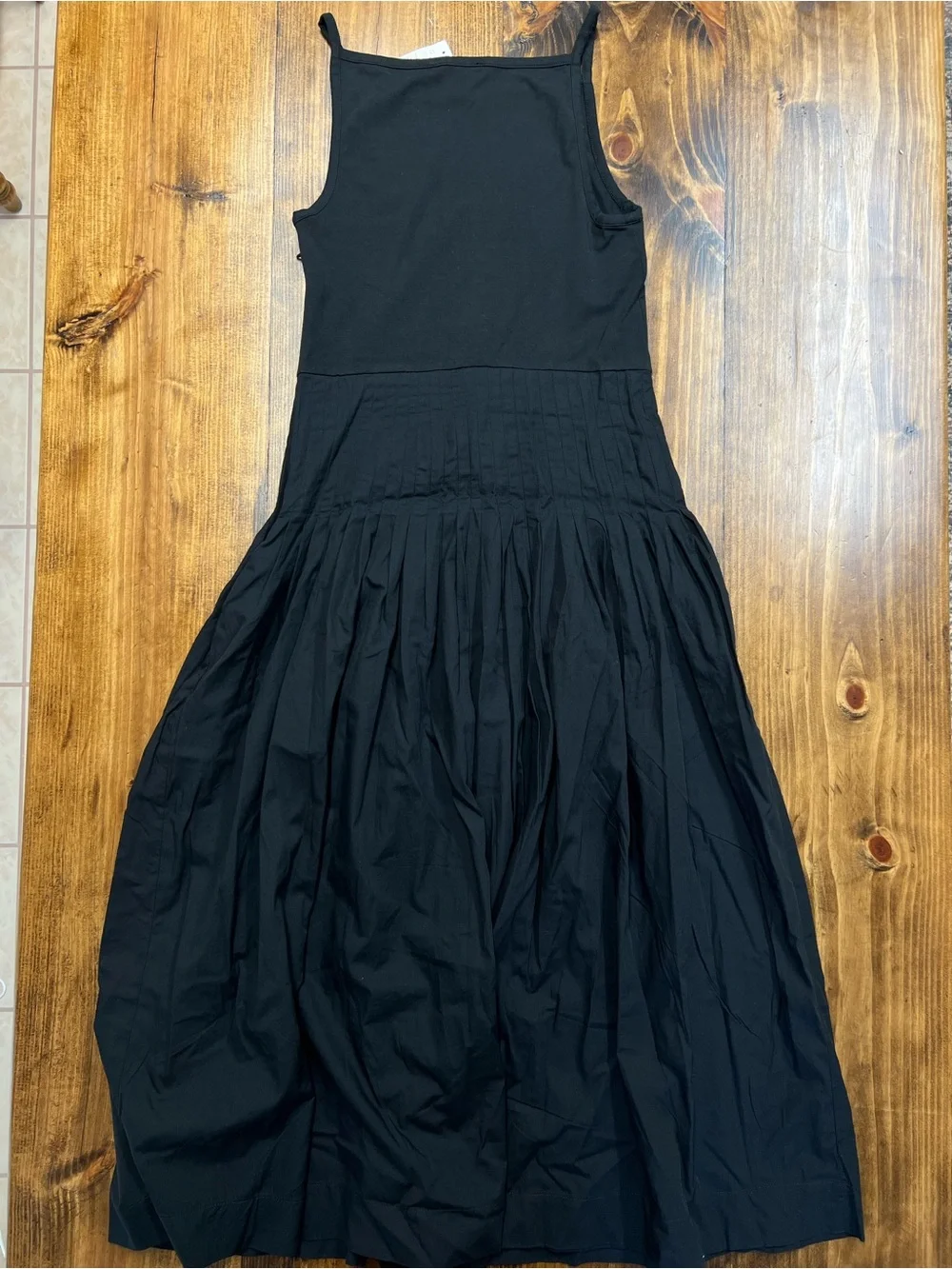 J. Crew Pintuck Mixy Dress Drop Waist Midi in Black Size Medium